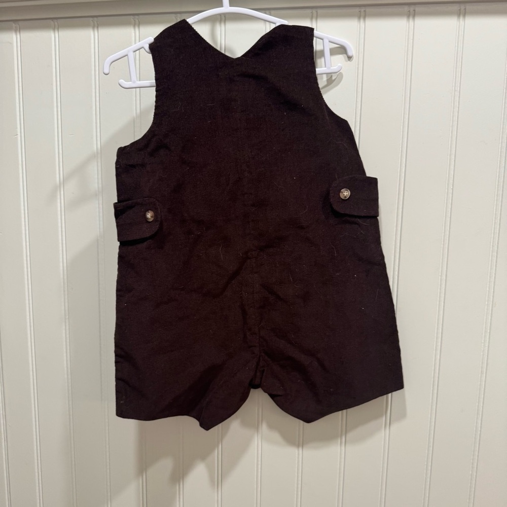 bella bliss Chocolate Brown Corduroy Shortalls - 6 month - Button Tab John John